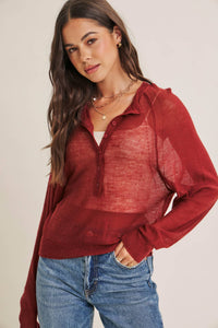 Morning Layer Airy Wool Blend Henley Sweater