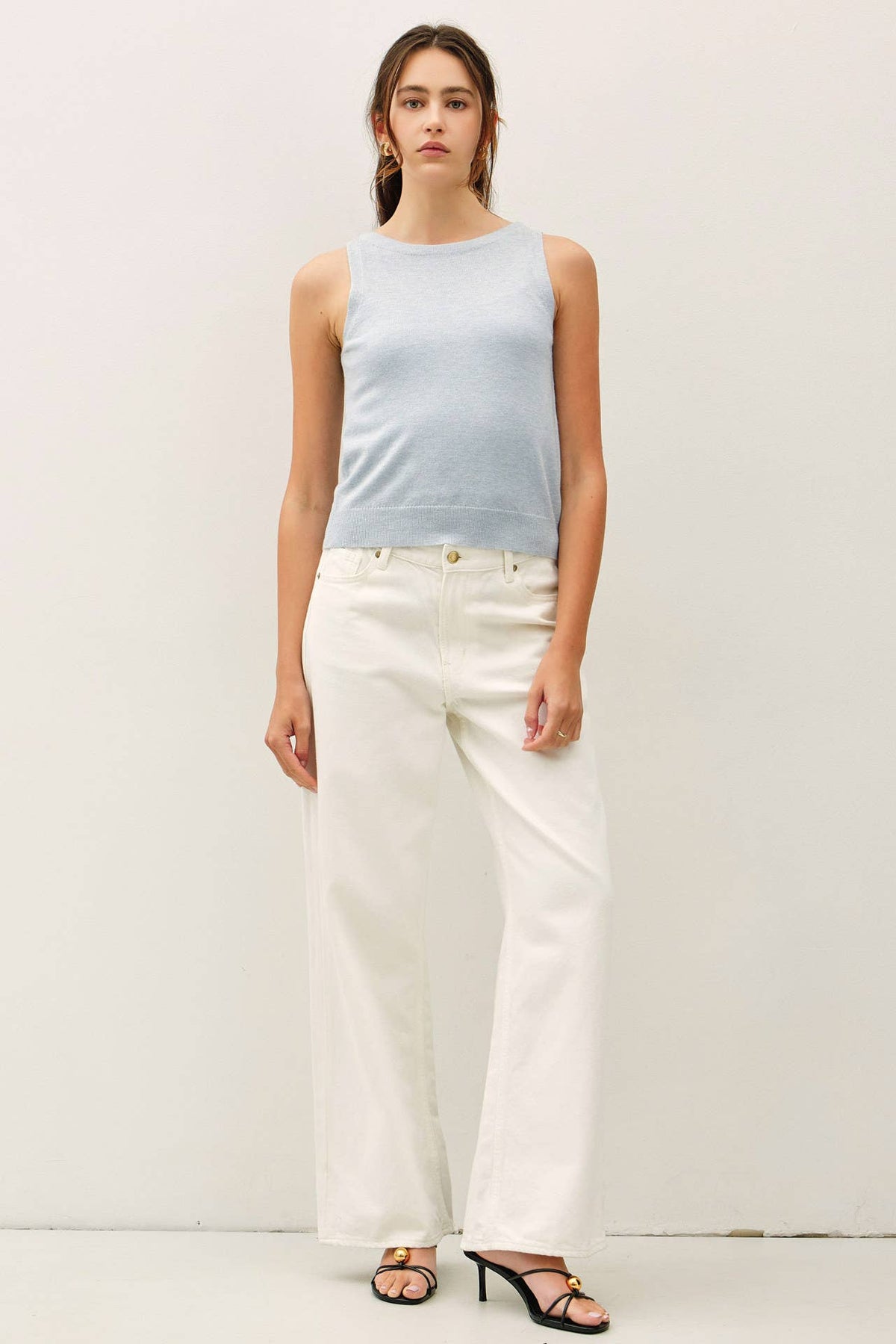 The Noelle Wool Blend Tank Top – Boat Neck Sleeveless Soft Lightweight Knit