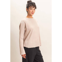 Slow Mornings Waffle Knit Top: Cream Taupe
