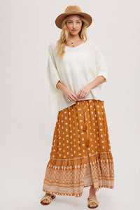 Briar Boho Button-Front Maxi Skirt