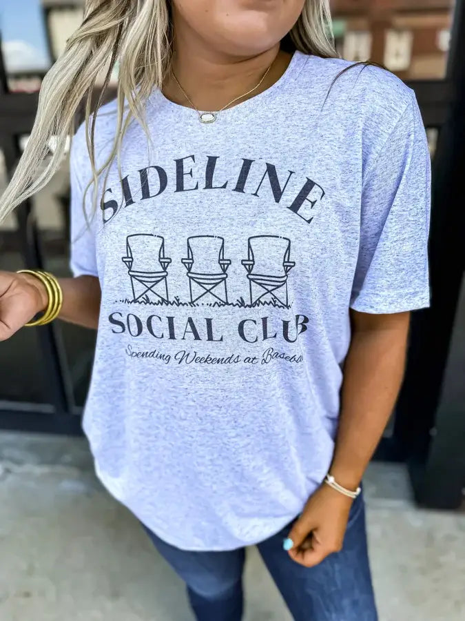 Side Line Social Club Graphic Tee: White Fleck