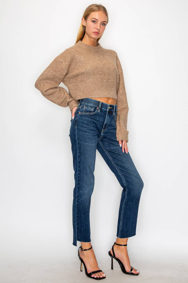 Sydney Tummy Control High Rise Straight Jean: Dark Wash