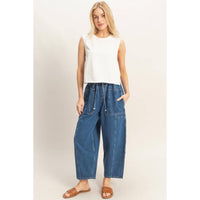 Wide Pants With Oversize Pockets: L.BLUE / S-M-L(2-2-2)
