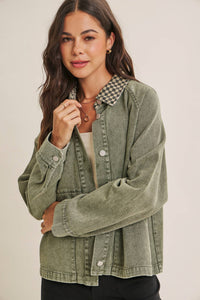 HERITAGE FIELD MINERAL-WASHED COTTON TWILL JACKET: WASHED OLIVE