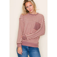 Staccato Sugarplum Striped Pocket Sweatshirt – Brushed Knit Holiday Pullover | Northern Belle Boutique