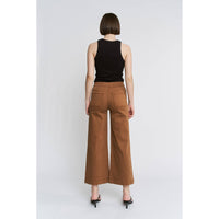 Mica Denim "Camden" High Rise Wide Crop Jeans – Camel Brown