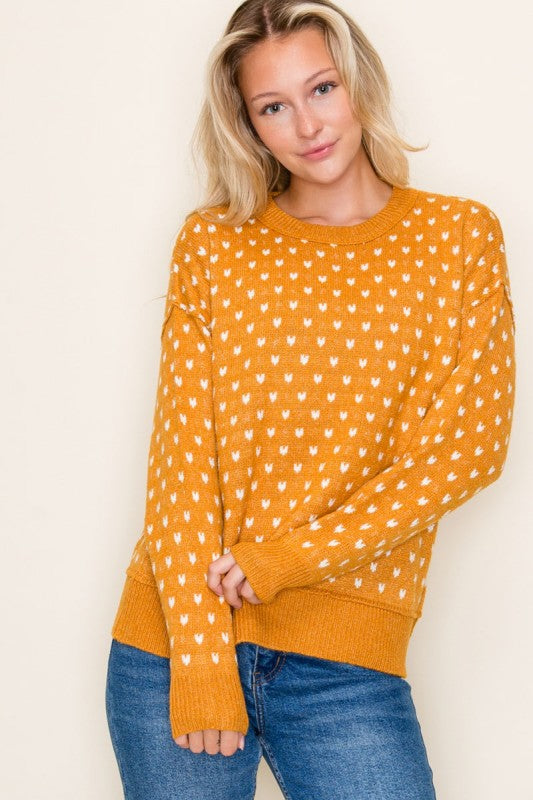 The Hattie Heart Knit Sweater – Golden Mustard