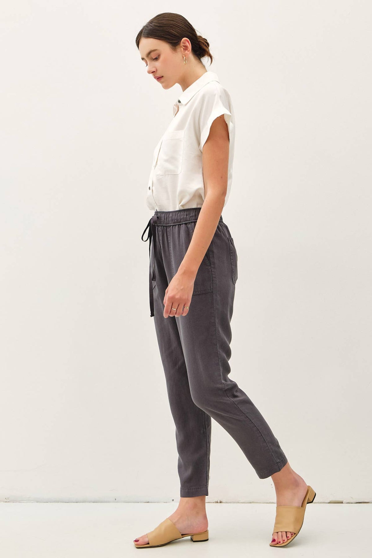 The Lara Lightweight Tencel Jogger – Taupe, Camel & Charcoal