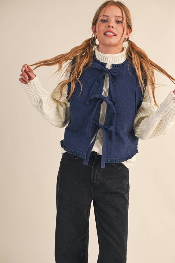 Tie It Together Quilted Vest: Navy