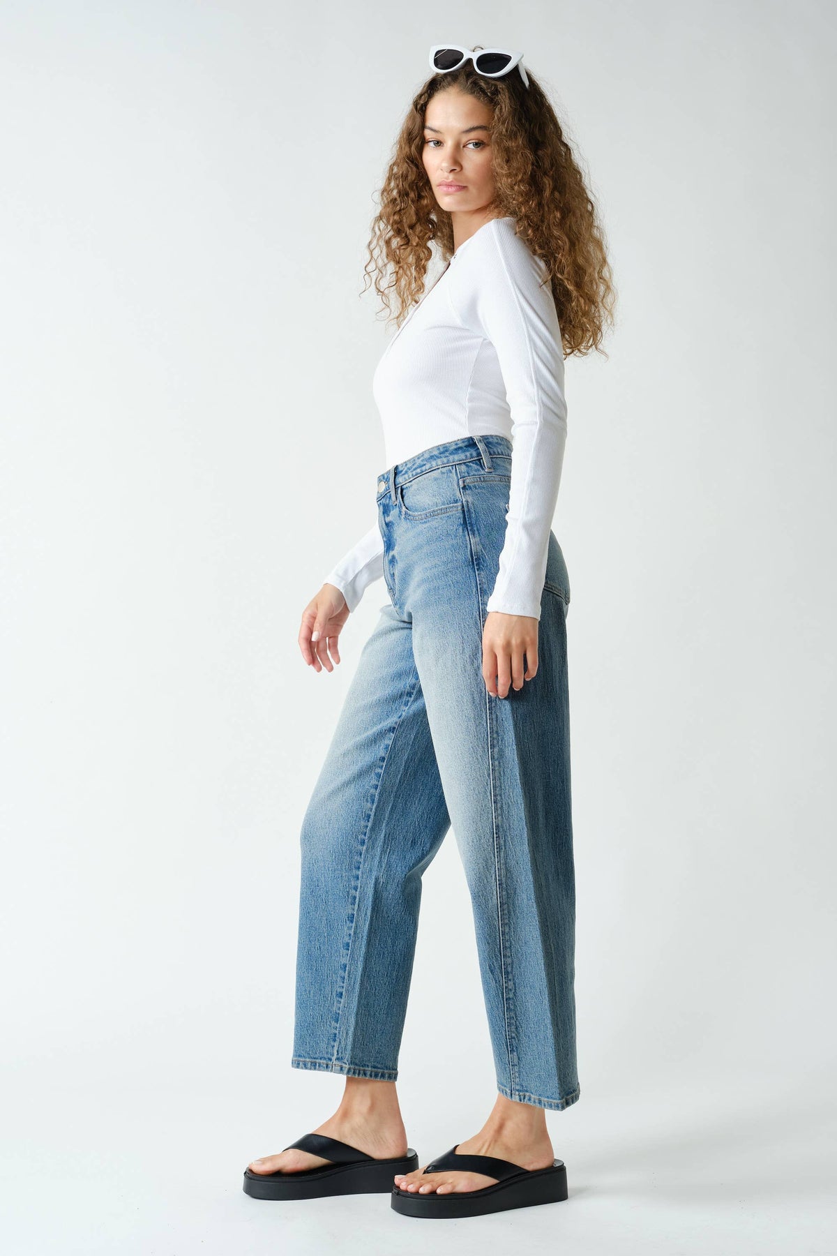 Essential Long-Sleeved Micro-Ribbed Henley Top: