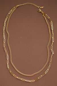 The Sterling Layered Paperclip Chain Necklace – 18K Gold Dipped Waterproof Stainless Steel Necklace