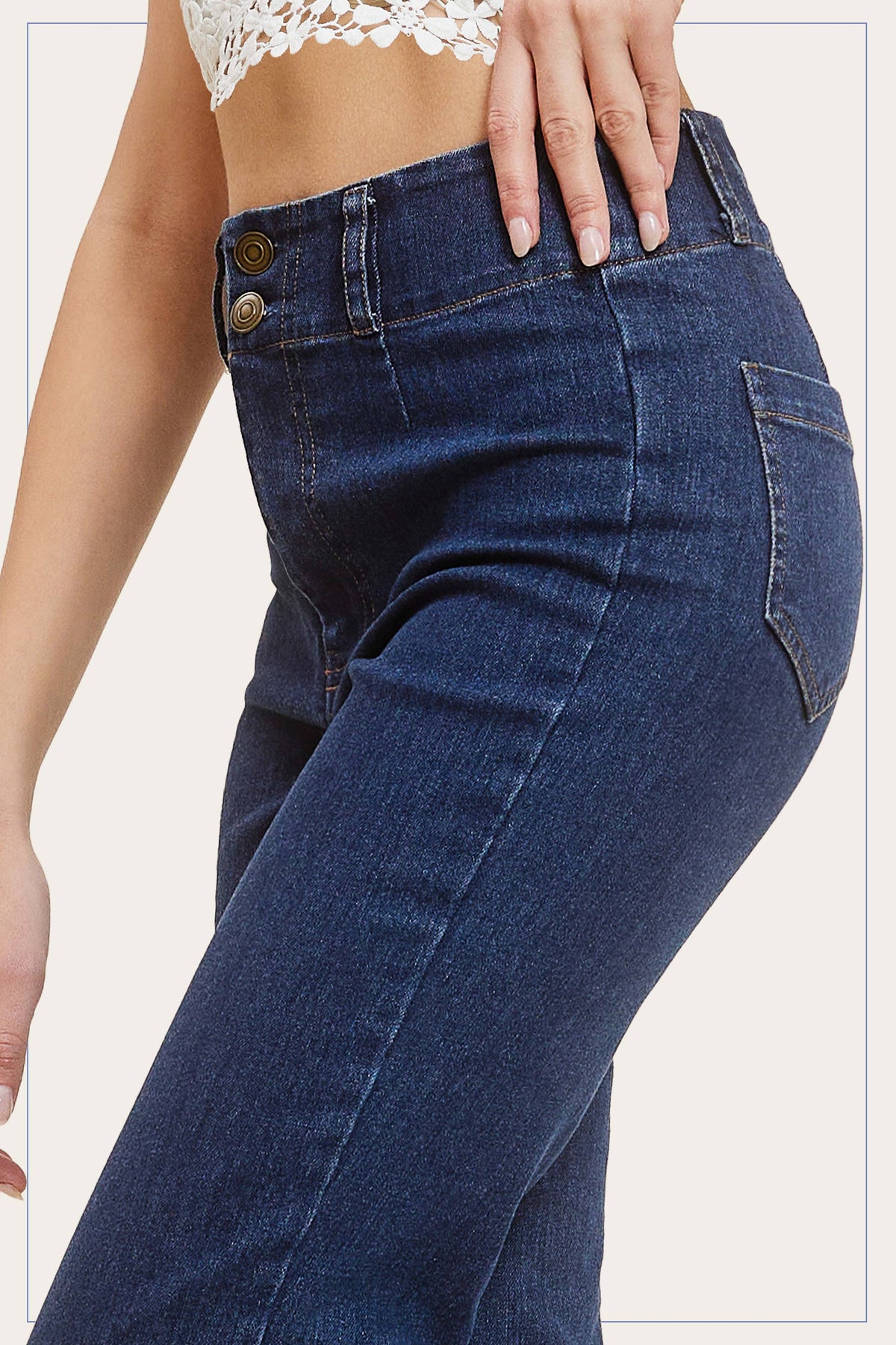 Olive High Rise Wide Leg Flare Pants – Soft Washed Stretch Denim
