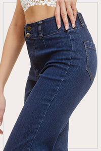 Olive High Rise Wide Leg Flare Pants – Soft Washed Stretch Denim