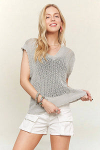 The Coastal Breeze Crochet Sweater Vest: White