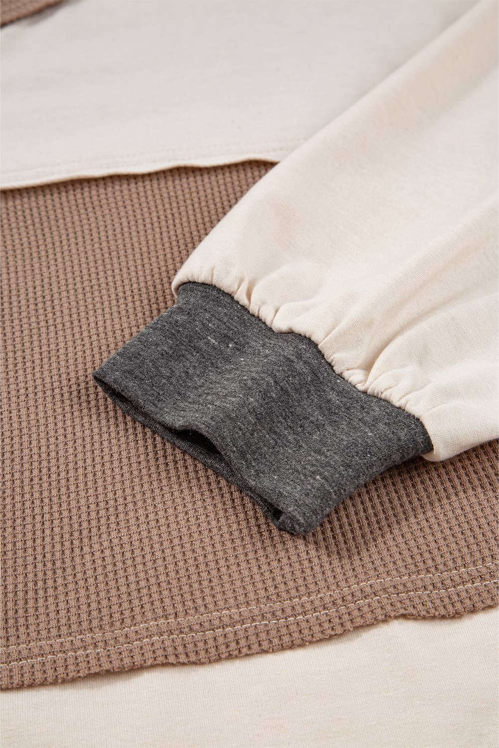 Layla Colorblock Waffle Knit Henley – Patchwork Long Sleeve Top (S-XL)