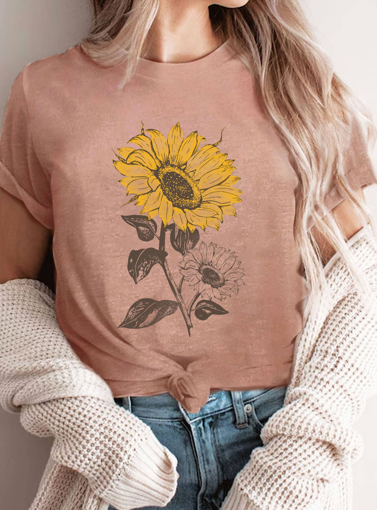 SUNFLOWER GRAPHIC TSHIRTS: NATURAL