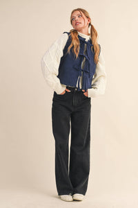 Tie It Together Quilted Vest: Navy