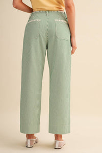 Savannah Stripe Wide Leg Pants: Green Stripe