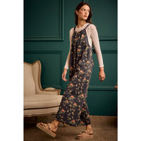 Rosewood Floral Wide Leg Overall Jumpsuit