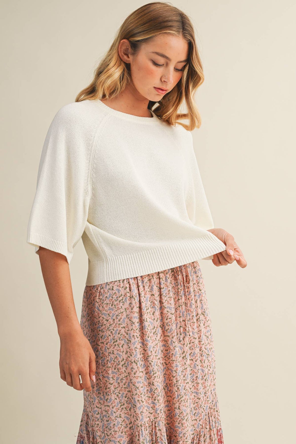 The Cloud Nine Sweater Top: Cream