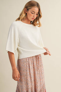 The Cloud Nine Sweater Top: Cream