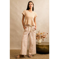 The Meadow Days Wide Leg Pants: Cream Floral