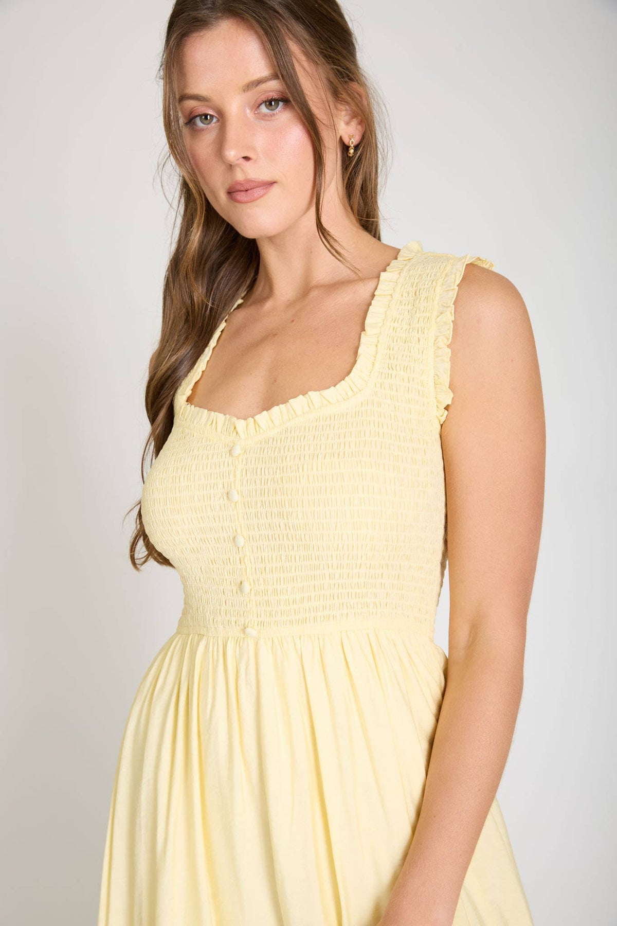 Charlotte Sweetheart Midi Dress: Butter Yellow