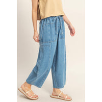 Wide Pants With Oversize Pockets: L.BLUE / S-M-L(2-2-2)