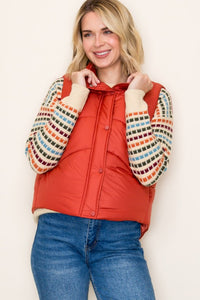 Sadie Quilted Puffer Vest | Women’s Zip-Up Polar Collar Vest with Pockets