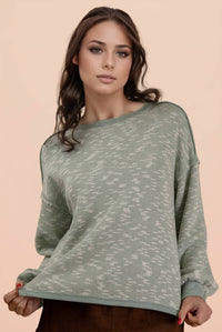 Willow Oversized Textured Knit Casual Top: Sage