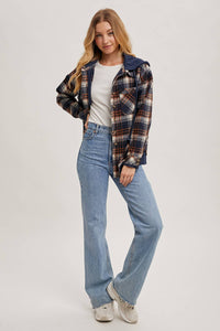 Aspen Hooded Plaid Shacket – Fall  Button-Down Jacket
