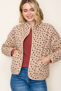 Eloise Ditsy Floral Quilted Jacket – Button Front Cotton Layer with Pockets