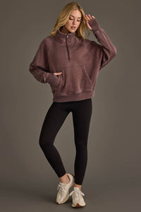 Emery Vintage Wash Quarter Zip Pullover: Cocoa Truffle