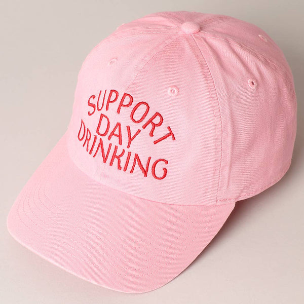 Support Day Drinking Embroidered Baseball Cap –  Graphic Cotton Snapback Hat