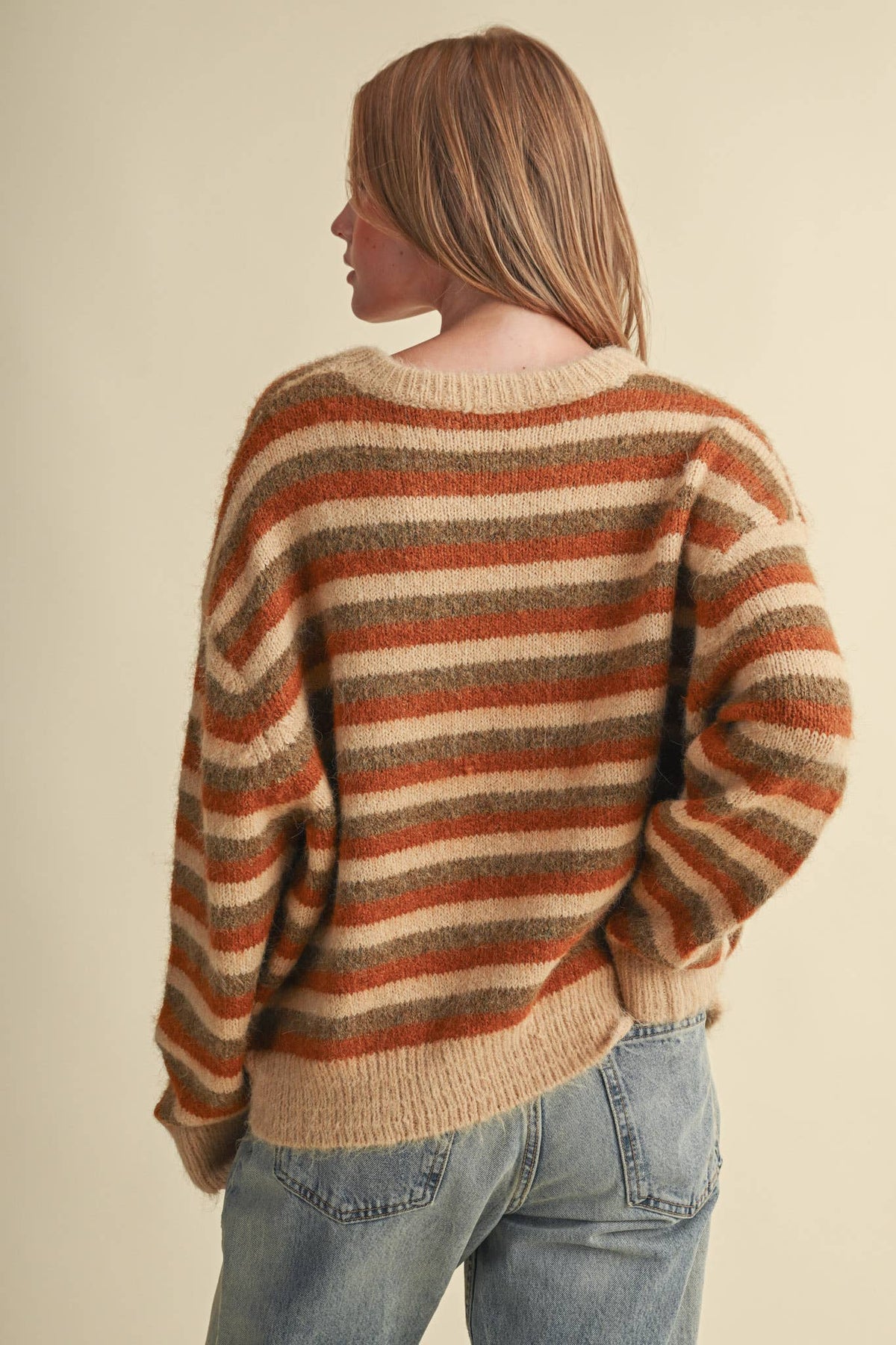 Warm Regards Stripe Sweater: Tan/ Multi Stripe