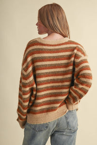 Warm Regards Stripe Sweater: Tan/ Multi Stripe