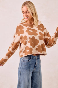 The Harper Floral Knit Sweater – Camel Bloom