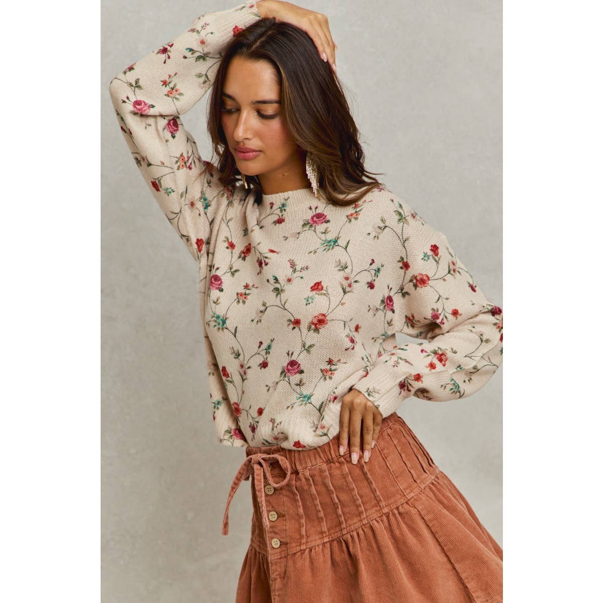 Love Grows Here Floral Sweater: Ivory