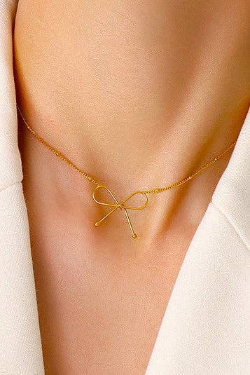 The Colette Bow Necklace – 18K Gold Dipped Waterproof Stainless Steel Dainty Chain