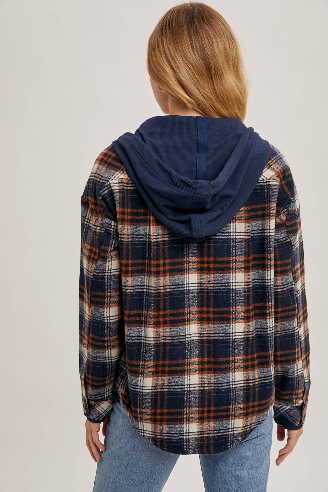 Aspen Hooded Plaid Shacket – Fall  Button-Down Jacket