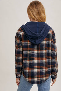 Aspen Hooded Plaid Shacket – Fall  Button-Down Jacket