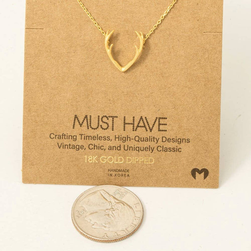Antler Pendant Necklace –  Gold Dipped Woodland Charm