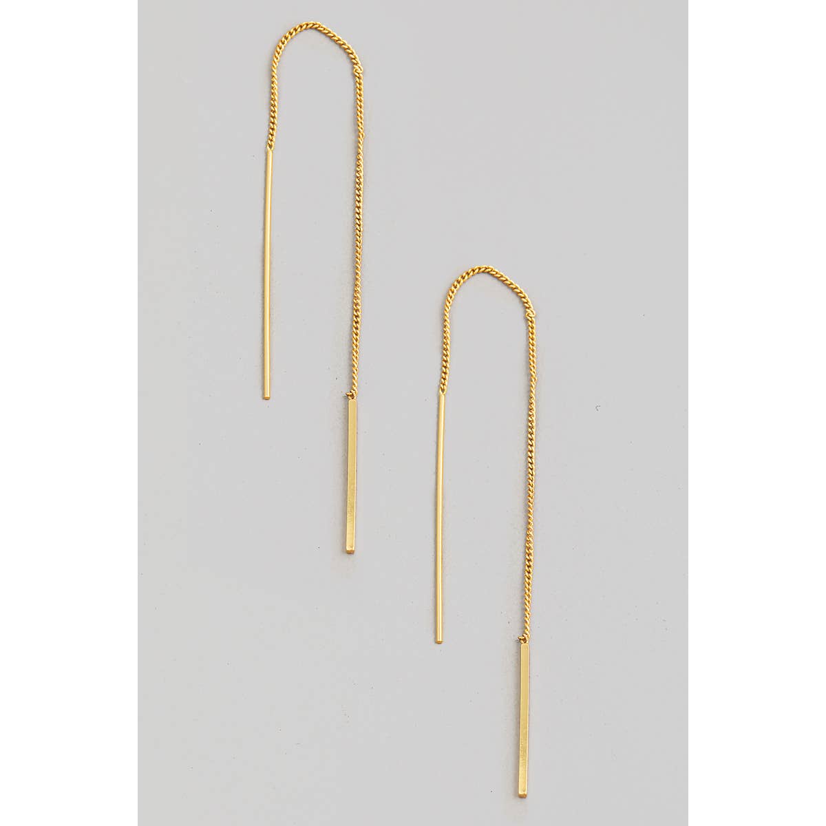 Gold Dipped Bar Threader Earrings: Gold