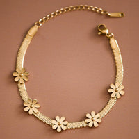 18K Gold Plated Waterproof Stainless Steel Daisy Chain Bracelet
