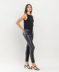 Vervet by Flying Monkey Mid Rise Faux Leather Crop Skinny: Jet Black