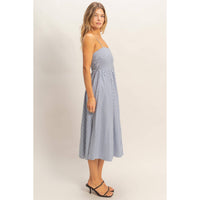 Striped Spaghetti Strap Dress: NAVY / S-M-L(2-2-2)