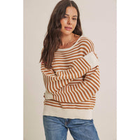 Apple Orchard Stripe Sweater: taupe/multi
