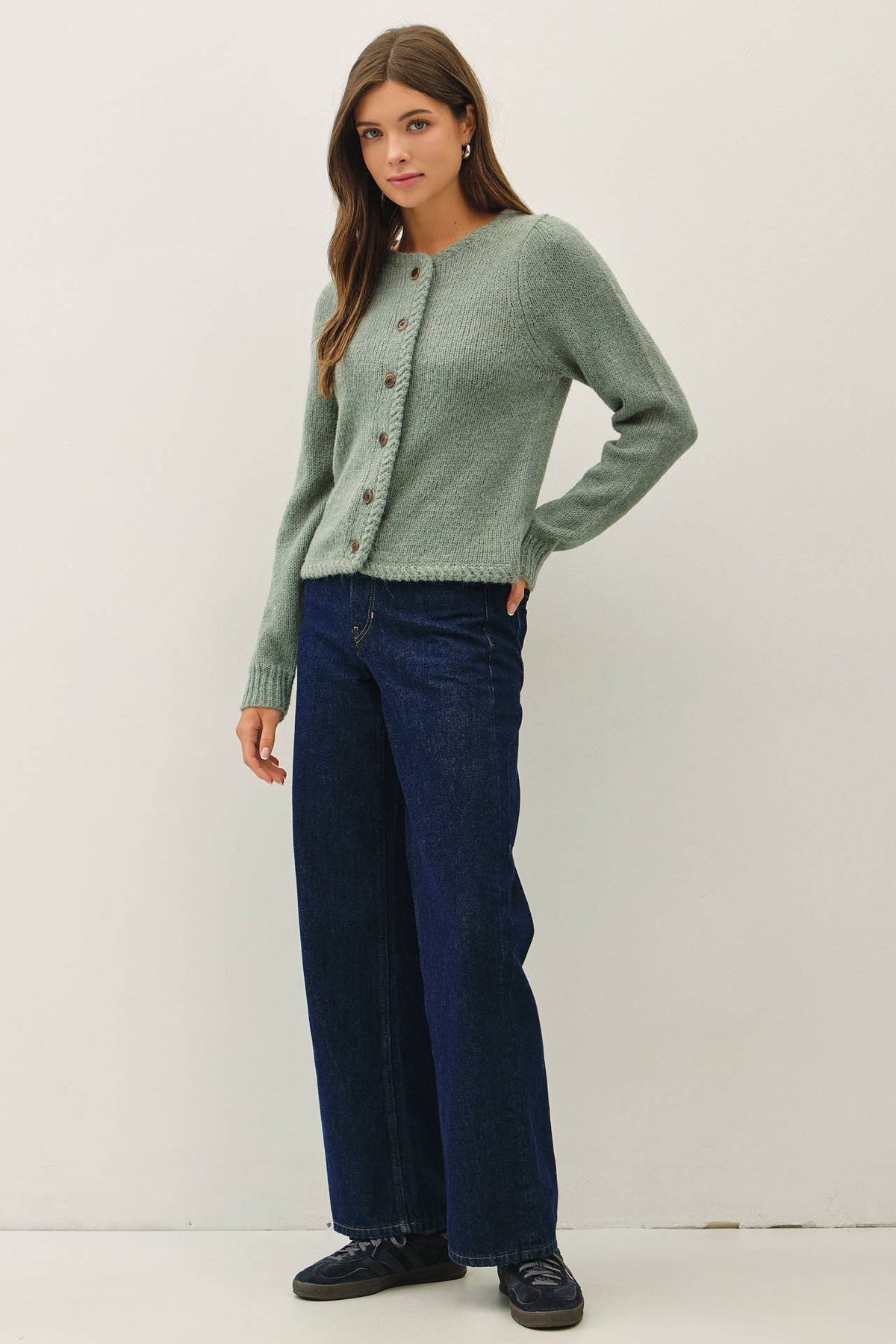 Better Together Braided Cardigan: Sage