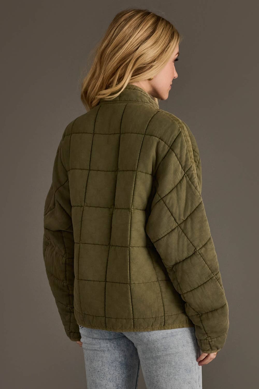 The Aspen Olive Washed Quilted Cotton Jacket