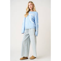 Maribel Striped Wide Leg Pants – Women’s Lightweight Drawstring Waist Casual Denim Pants